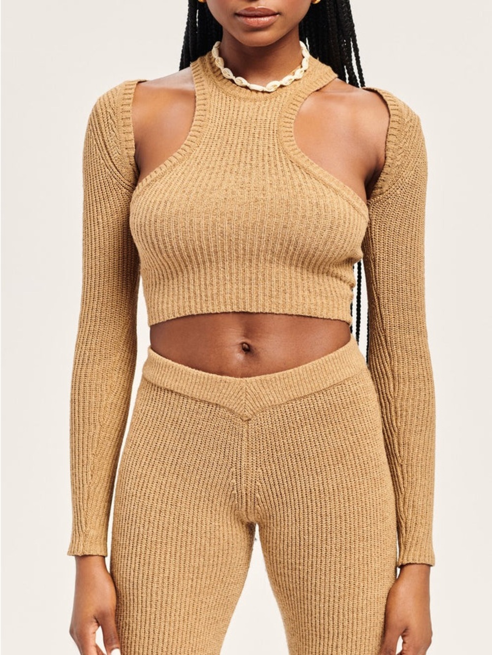 SER.O.YA Revolve Light Brown Joel Shrug Tank Knit Sweater Top Set Large NWT